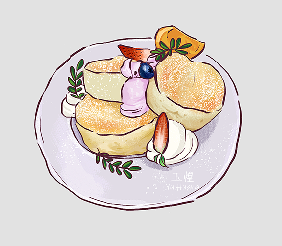 美食 甜品手绘插画 蛋糕