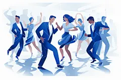 团队精英人才员工团队合作商务扁平人物插画