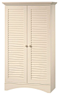 Louver 2-Door Storage Cabinet Bed Bath Armoire Wardrobe, Antique White beach-style-armoires-and-wardrobes