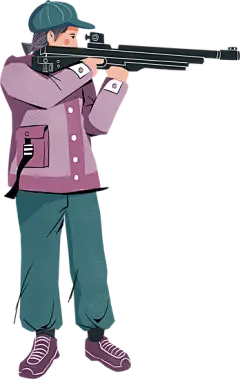 扁平女子射击人物插画