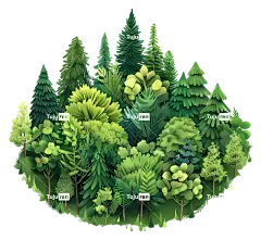 国际森林日森林景观绿化树木-宁静的森林景观与色彩缤纷的树木