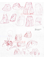 #SAI资源库# 绘师ゼロ的一组百褶裙画法参考，不同动作下裙子的褶皱也会有不同变化，自己收藏，转需~（画师：ゼロ（ぬんぬ） pid=44156553 ）