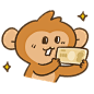お札によろこぶサルのイラスト