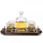 Engraved Botticelli Liquor Decanter Wood Tray Set-Father's Day