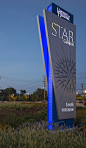 Edge-Illuminated STAR Technology Campus Entrance Pylon Sign.  Design by Mitchell Associates.: 