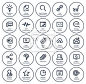 Outlines SEO Icon Set, dark blue circle on white #标记 / 符号#