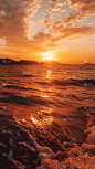 夕阳海浪风景图片