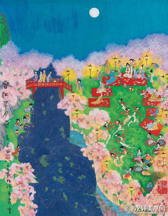 黄永玉《春江花月夜》_巨幅工笔重彩人物山水画高清大图赏析