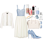 A fashion look from April 2014 featuring lace crop top, white jacket and midi skirt. Browse and shop related looks.