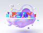 Playflow illustration cinema 4d ui octanerender illustration dribbble design character design c4d branding 3d illustration 3d art 3d