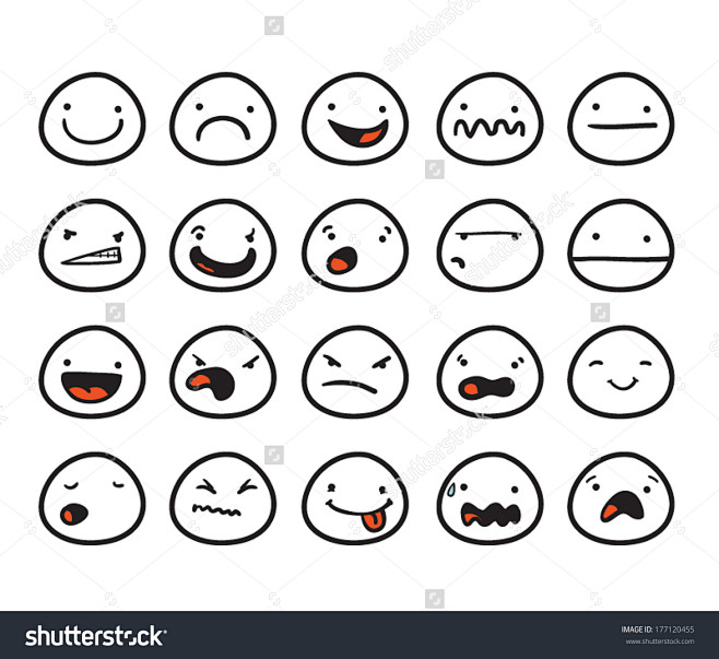 与不同的表情的可爱的笑脸-人物,符号/标...