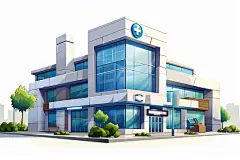 城市医院插画手绘