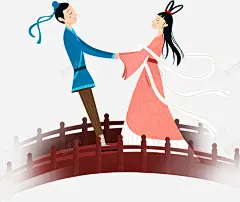 唯美牛郎织女人物插画高清素材 七夕 七夕佳节 中国风 人物插画 牛郎织女 鹊桥相会 元素 免抠png 设计图片 免费下载