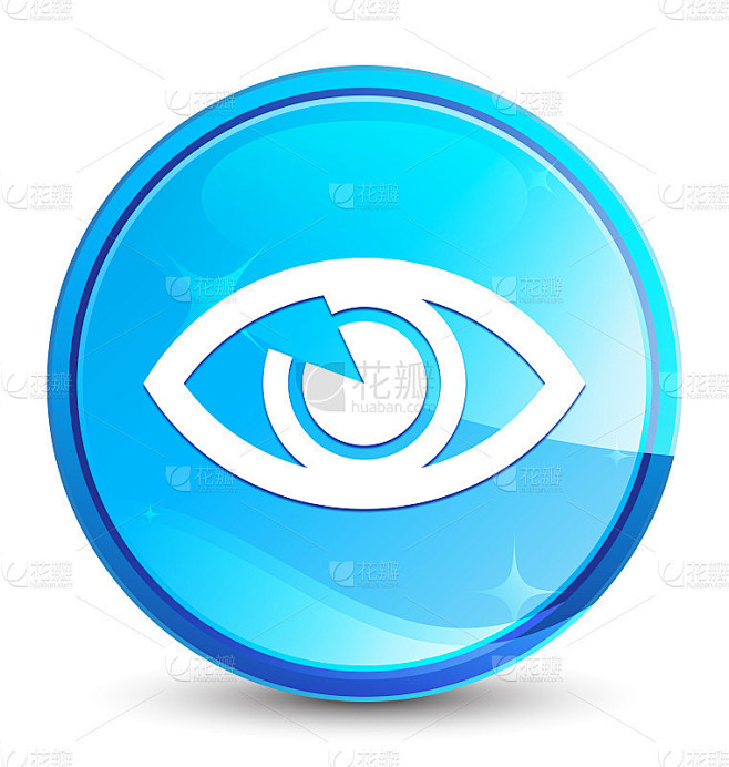 Eye icon splash natural blue round button