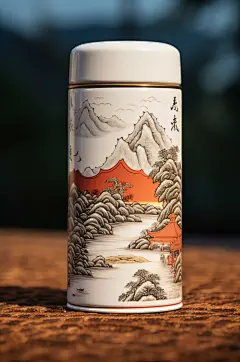 AI数字艺术茶叶罐装包装样机模型
