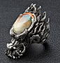 sterling silver dragon buckle | Shiva Shell Sterling Silver Dragon Head Rings