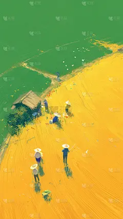 芒种通用油画节气场景背景图片素材