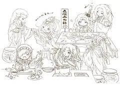 云笑暖  的插画 五龙全家福