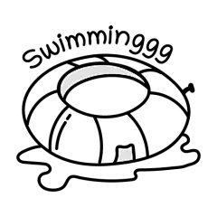 57游泳 海滩 度假 沙滩 泳衣 可爱 搞笑 涂鸦 黑白简笔画 插画 漫画 卡通