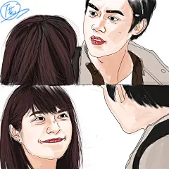 今年火爆的泰剧，法定丈夫，男女主角颜值太高了 

插画。 人物。  手绘。 情侣