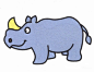 卡通犀牛简笔画的画法步骤教程彩图素描-www.uzones.com