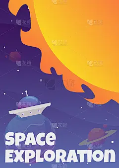 太空探索和天文学横幅或海报，平面矢量插图。