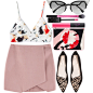 A fashion look from July 2015 featuring red skirt, Sophia Webster and zipper pouch. Browse and shop related looks.