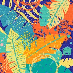 鸡尾酒,叶子,多色的,背景,黄色,自然,热,热带雨林,几何形状,幻想