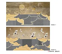3d新中式仙鹤阁楼墙纸复古风客厅茶室墙布汉服摄影背景剧本杀壁纸-tmall.com天猫