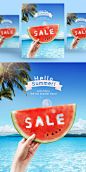 [美工云]夏日西瓜促销活动海报PSD模板Summer sale posters PSD template#ti289a7301 :  