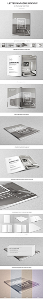 Letter Magazine / Brochure Mock-up : Letter Magazine / Brochure Mock-upPhotorealistic LETTER magazine/borchure/catalog mock-up. So much in 7 PSD files. Easy to use with smart objects. Just open the psd file and then replace all of the objects. Includes a