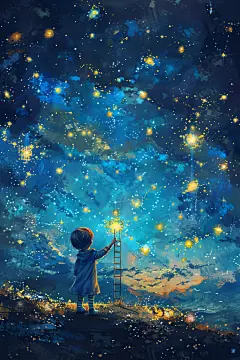 星光六一儿童节小王子油画风插画