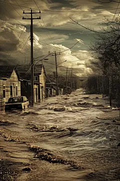 洪水自然灾害图片