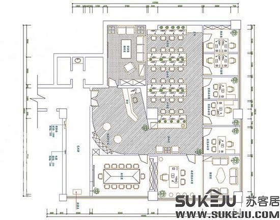 办公室设计平面图_清新优雅180平方办公...