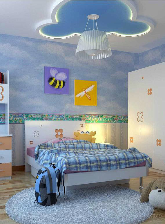 蓝色天空儿童房间图片