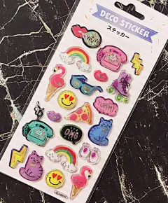 日系卡通透明独角兽彩虹猫咪冰激淋立体贴纸手帐手机壳装饰贴画纸-淘宝网