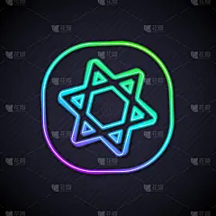 Glowing neon line Tarot cards icon isolated on bla