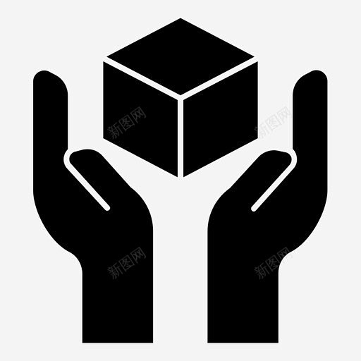 小心轻放双手包装图标 icon 标识 标...