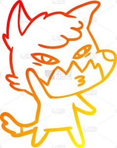 热,山,狐狸,智慧,卡通,铅笔画,图像,艺术,性格,绘制