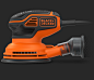 Black + Decker Sanders : Black + Deckers paddle actuated sanders are designed to make sanding intuitive and simple.  The paddle design allows a user to apply pressure to the top surface of the tool to actuate it.