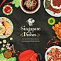 扁平化新加坡美食地图旅行建筑标志手绘地图矢量设计素材AI64-淘宝网