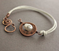 White leather copper bracelet with white Swarovski by IngoDesign, $21.00: 