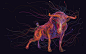 General 3840x2400 Bull colorful digital art animals ethernet USB wires
