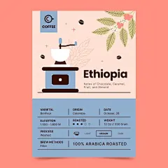 手绘咖啡海报单页模板矢量图设计素材