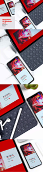 响应式网页iPad Pro + iPhone X手机样机下载[PSD]  