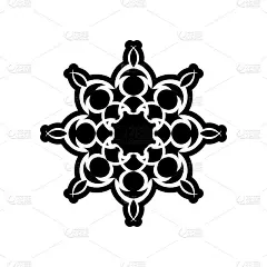 古希腊圆形钥匙图案-曲流艺术，曼荼罗黑色形状