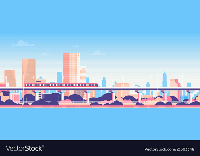 Subway over city sky...