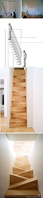瑞典taf工作室的奇思妙想，设计了一个非常陡但还蛮舒服的楼梯。