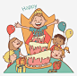 儿童生日派对高清素材 女孩 孩子 气球 生日蛋糕 男孩 免抠png 设计图片 免费下载