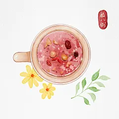 手绘水彩插画腊八粥